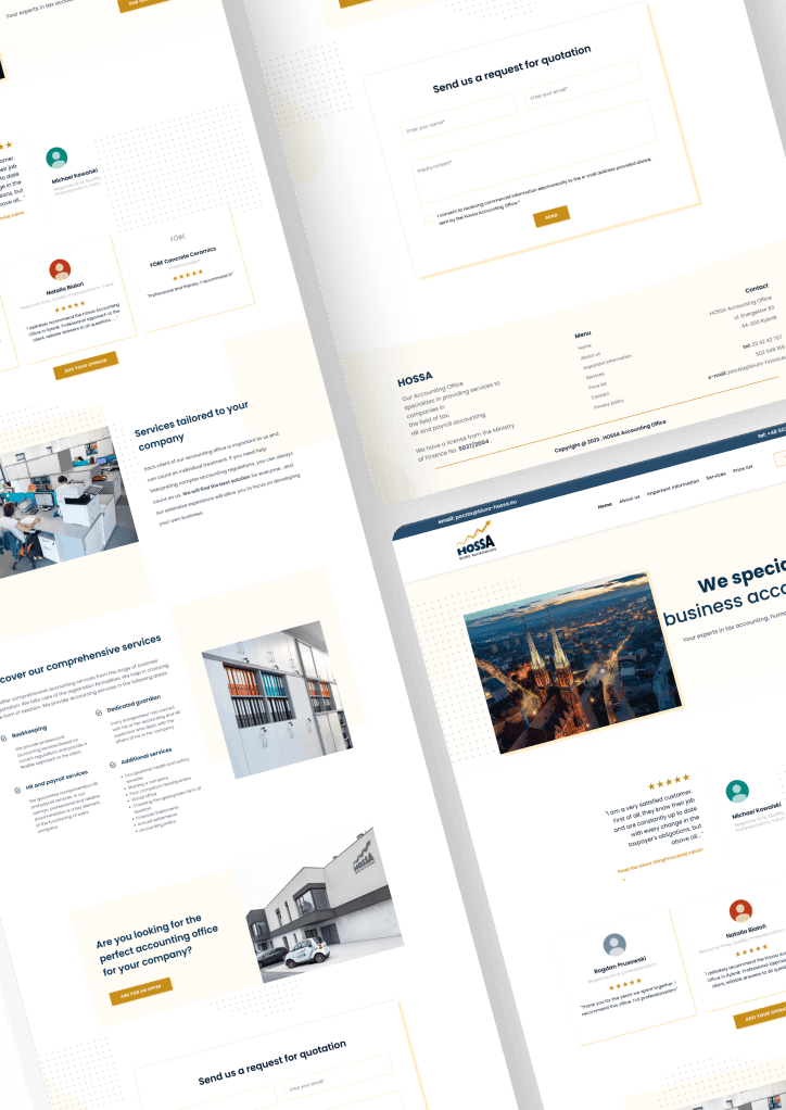 Web page design for Hossa Rybnik accounting office.
